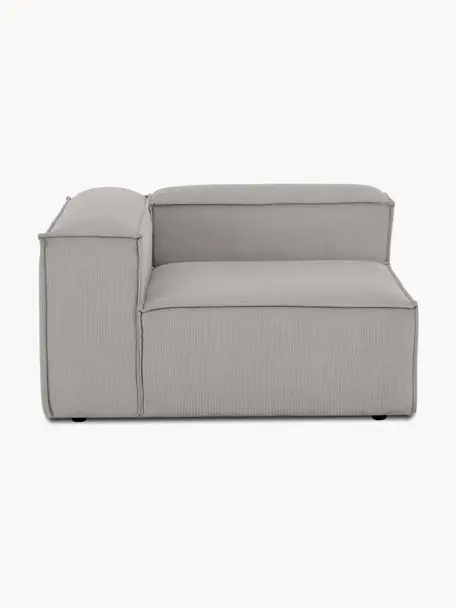 Módulo de esquina de pana sofá Lennon, Tapizado: pana (92% poliéster, 8% p, Estructura: madera de pino maciza, ma, Patas: plástico Este producto es, Pana gris, An 119 x F 119 cm, chaise longue izquierda