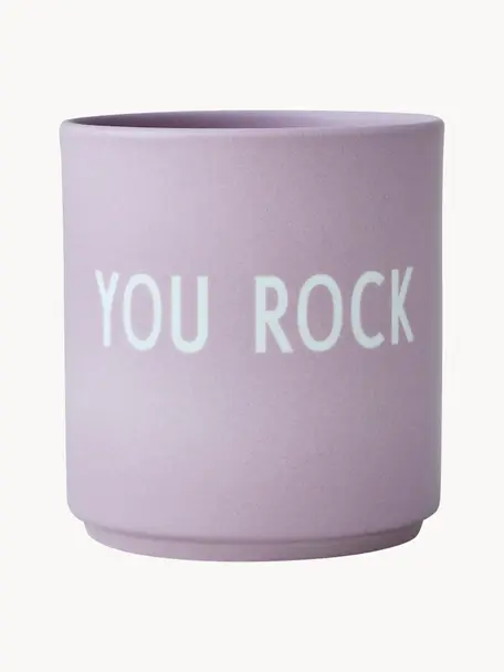 Dizajnový hrnček Favourite YOU ROCK, Čínsky porcelán
Mäkký porcelán, ktorý sa vyznačuje predovšetkým žiarivým, priehľadným leskom, Fialová (You rock), Ø 8 x 9 cm, 250 ml