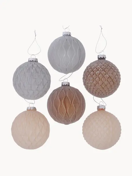 Set palline di Natale Adalyna 12 pz, Vetro laccato, Beige, marrone, grigio, Ø 8 x Alt. 8 cm