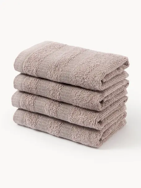 Set de toallas texturizadas Yara, 3 uds., Malva, Set de 3 (toalla tocador, toalla lavabo y toalla ducha)