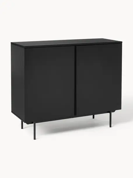 Credenza alta in legno Elona, Nero, Larg. 100 x Alt. 120 cm