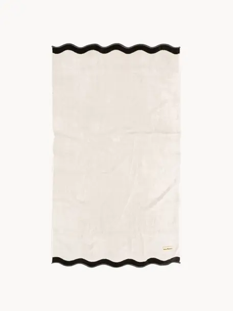 Plážová osuška Wave, 100 % bavlna, Lomená biela, čierna, Š 86 x D 168 cm