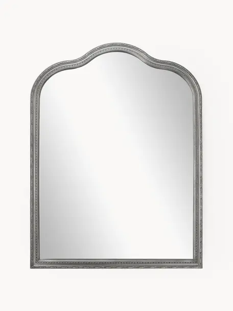 Barock-Wandspiegel Muriel, Rahmen: Massivholz, beschichtet, Rückseite: Mitteldichte Holzfaserpla, Spiegelfläche: Spiegelglas, Silberfarben, B 90 x H 120 cm
