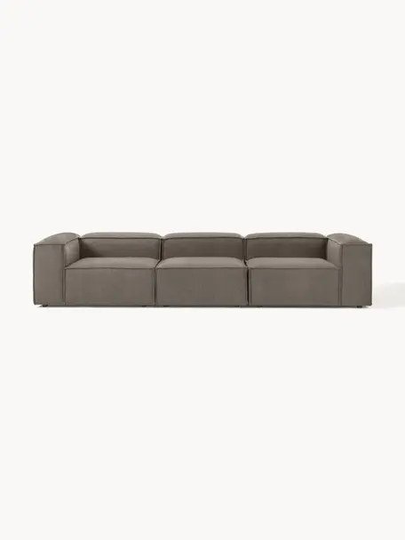 Modulares Sofa Lennon (4-Sitzer) aus Bouclé, Bezug: Bouclé (100 % Polyester) , Gestell: Massives Kiefernholz, Spe, Bouclé Greige, B 327 x T 119 cm