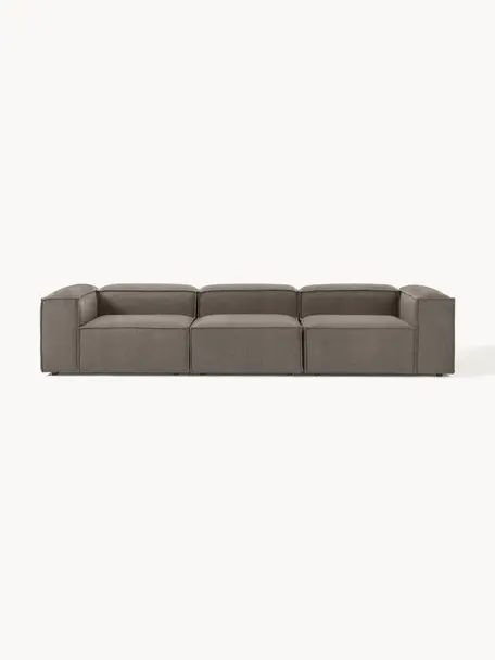 Modulares Sofa Lennon (4-Sitzer) aus Bouclé, Bezug: Bouclé (100 % Polyester) , Gestell: Massives Kiefernholz, Spe, Füße: Kunststoff Dieses Produkt, Bouclé Greige, B 327 x T 119 cm