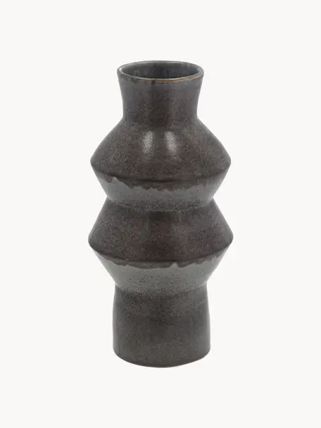 Vase Rost, H 30 cm, Steingut, Taupe, Ø 14 x H 30 cm