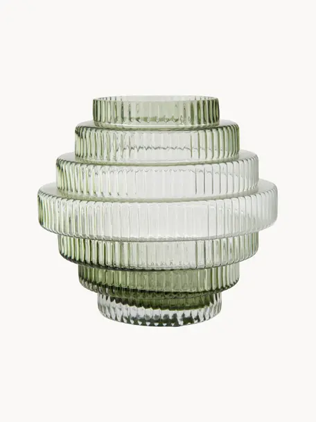 Vaso di design Rilla, alt. 16 cm, Vetro, Verde chiaro trasparente, Ø 16 x Alt. 16 cm