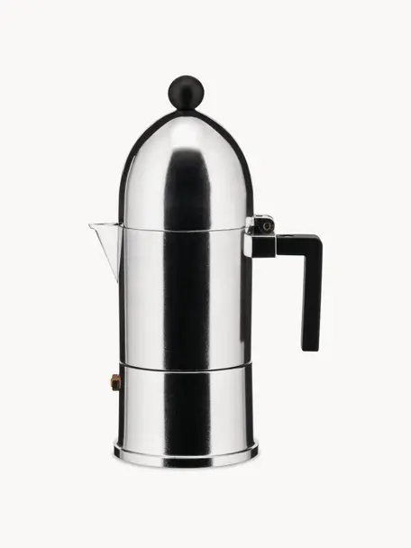 Espressokocher La cupola, verschiedene Grössen, Aluminium, Kunststoff, Silberfarben, Schwarz, Ø 9 x H 22 cm, für drei Tassen