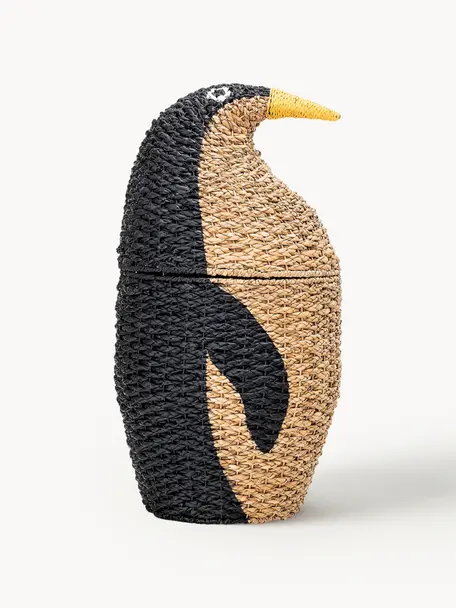 Panier de rangement pingouin Nena, Herbe Bankuan, Noir, beige, jaune, Ø 37 cm