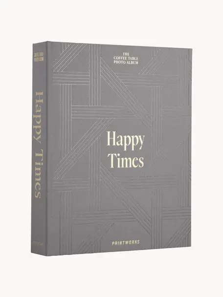 Fotoalbum Happy Times, Bezug: Baumwollstoff, Graupappe, Grau, Goldfarben, B 33 x H 27 cm