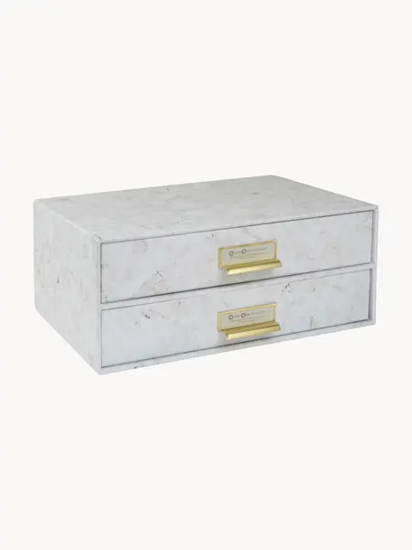 Organizador de escritorio Birger, Caja: canvas, cartón macizo, Mármol blanco, An 33 x Al 25 cm