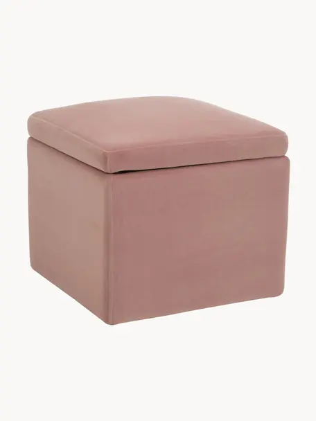 Samt-Hocker Winou mit Stauraum, Bezug: Samt (Polyester) Der hoch, Korpus: Sperrholz, Metall, Samt Rosa, B 50 x H 48 cm