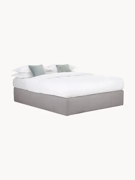 Cama continental Enya, Patas: plástico, Tejido gris, An 140 x L 200 cm, dureza H3