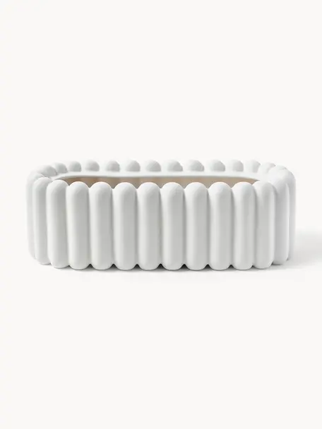 Cache-pot Mist, larg. 35 cm, Céramique, Blanc, mat, larg. 35 x haut. 15 cm