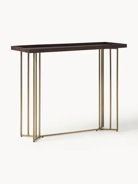 Konzolový stolek s deskou z mangového dřeva Luca, Mangové dřevo, zlatá, Š 100 cm, H 35 cm