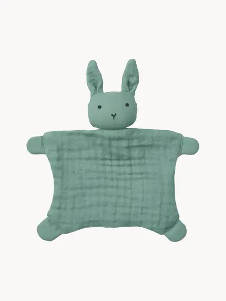 Doudou pour bébé Amaya, 100 % coton, Vert turquoise, larg. 20 x long. 22 cm