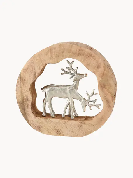 Deko-Hirsche Elmar, Holz, Aluminium, beschichtet, Holz, Silberfarben, B 27 x H 28 cm