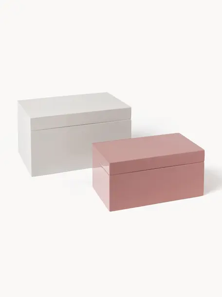 Set de cajas Kylie, 2 uds., Tablero de fibras de densidad media (MDF), Gris claro, rosa, Set de diferentes tamaños