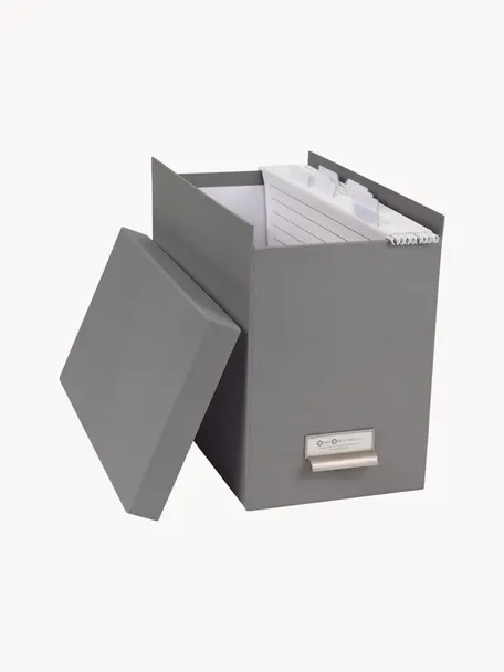 Hängeregister-Box Johan mit acht Hängemappen, Organizer: Fester, laminierter Karto, Hellgrau, B 19 x H 27 cm