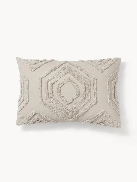 Poszewka na poduszkę z perkalu z tuftowaną dekoracją Faith, 100% bawełna, Beżowy, S 40 x D 60 cm