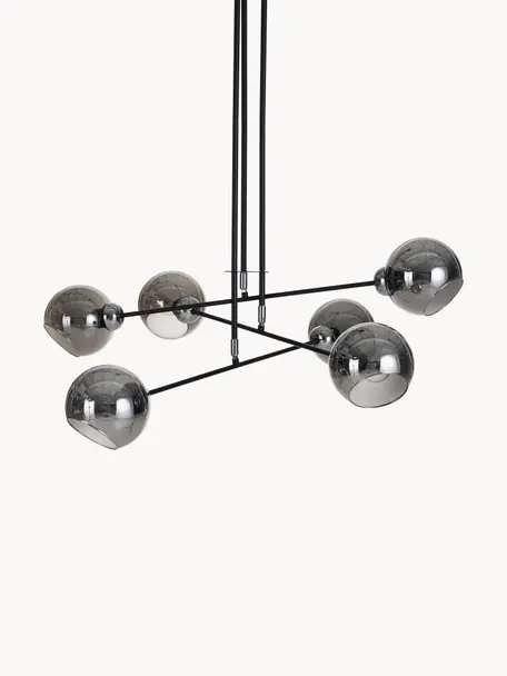 Lámpara de techo esferas de vidrio Cooper, Estructura: metal recubierto, Negro, An 90 x Al 100 cm