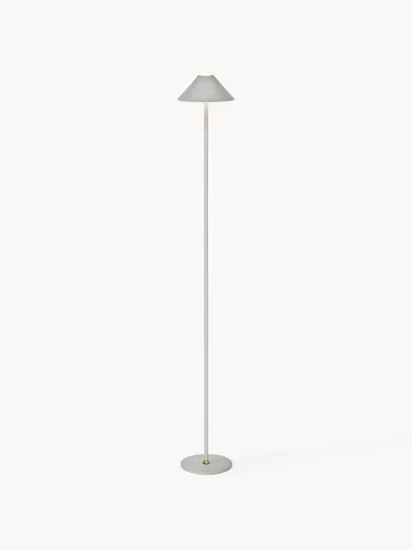 Lampada da terra piccola mobile a LED Hygge, luce regolabile, Metallo rivestito, Grigio chiaro, Alt. 134 cm