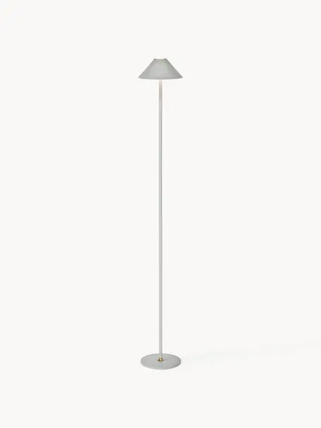 Kleine mobile LED-Stehlampe Hygge, dimmbar, Metall, beschichtet, Hellgrau, H 134 cm