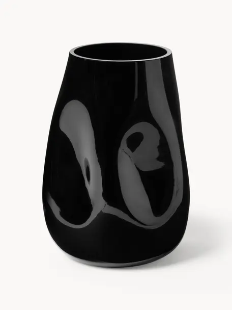 Mundgeblasene Glas-Vase Obsidian, Glas, Schwarz, Ø 18 x H 26 cm