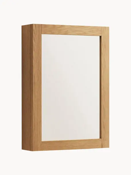 Kúpeľňová nástenná skrinka so zrkadlom Plubia, Tíkové drevo, zrkadlové sklo, Š 50 x V 70 cm