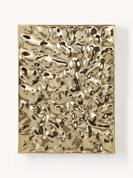 Wandobject Splash met een gehamerd oppervlak, Aluminium, gepolijst, gelakt, Goudkleurig, B 60 x H 80 cm