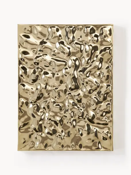 Wandobjekt Splash mit gehämmerter Oberfläche, Aluminum, poliert, lackiert, Goldfarben, B 60 x H 80 cm