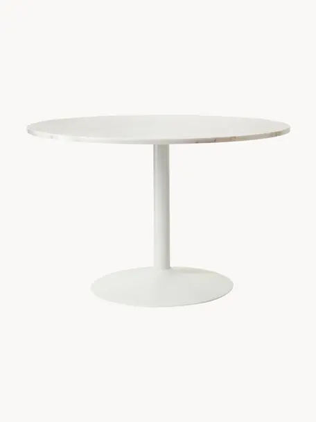 Stół do jadalni z marmuru Miley, Blat: marmur, Stelaż: metal malowany proszkowo, Biały, marmurowy, S 120 cm