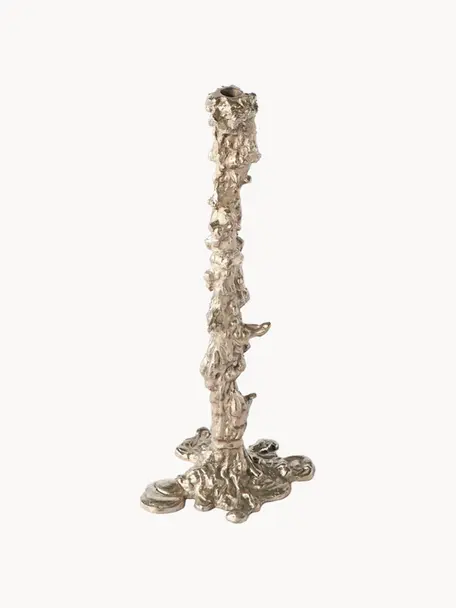 Świecznik z metalu Drip, Metal powlekany, Odcienie srebrnego, S 22 x W 50 cm