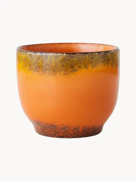 Ručně vyrobené keramické pohárky na kávu 70's, 4 ks, Keramika, Oranžová, Ø 8 cm, V 7 cm, 230 ml