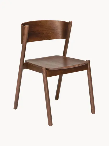 Houten stoel Oblique, Frame: beukenhout eikenhout, Eikenhout, donker, B 55 x D 51 cm