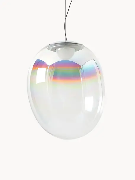 Lampa wisząca LED ze szkła dmuchanego z funkcją przyciemniania Stellar Nebula, Transparentny, opalizujący, Ø 30 x W 37 cm