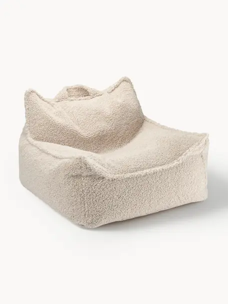 Pouf a sacco per bambini in teddy Sugar, Teddy beige chiaro, Larg. 70 x Prof. 80 cm