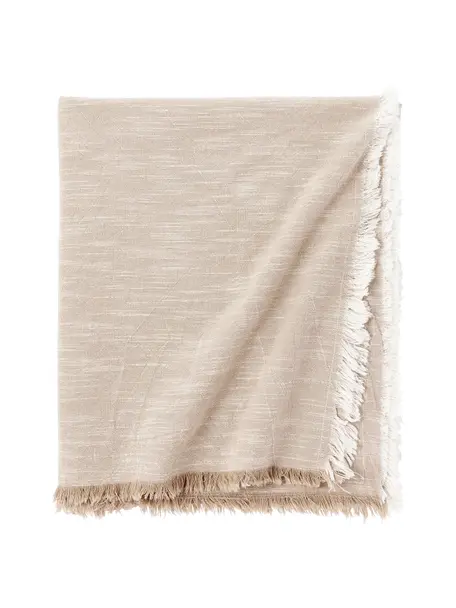 Ubrus s třásněmi Ivory, 100 % bavlna, Světle béžová, 6-8 osob (D 250 x Š 145 cm)