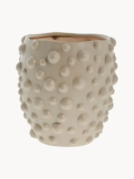 Osłonka na doniczkę z ceramiki Doelle, W 20 cm, Ceramika, Beżowy, Ø 20 x W 20 cm
