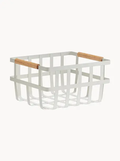 Panier de rangement Nimbdu, Blanc, bois clair, larg. 32 x haut. 18 cm