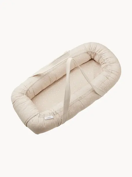Draagbaar babynestje Gro van katoen, Matras: 100% polyurethaan, Beige, crèmekleurig, met stippels, B 45 x L 84 cm