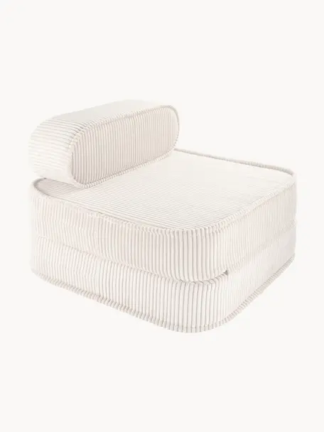 Fotel rozkładany ze sztruksu dla dzieci Sugar, Tapicerka: sztruks (100% poliester) , Biały sztruks, S 70 x W 40 cm