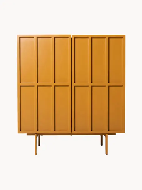 Highboard Kiezel, Frame: MDF, Poten: gecoat metaal, Oranje, B 80 x H 89 cm