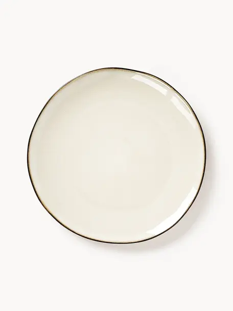 Ručne vyrobený raňajkový tanier z kameniny Thalia, 2 ks, Kamenina, Béžová, Ø 22 cm