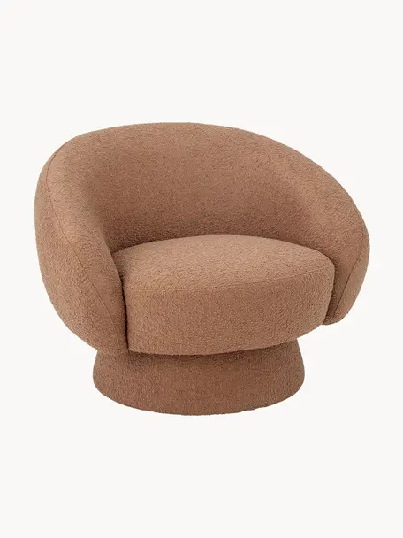 Sillón en tejido bouclé Ted, Tapizado: poliéster Alta resistenci, Estructura: madera de pino, madera co, Bouclé marrón, An 93 x F 82 cm