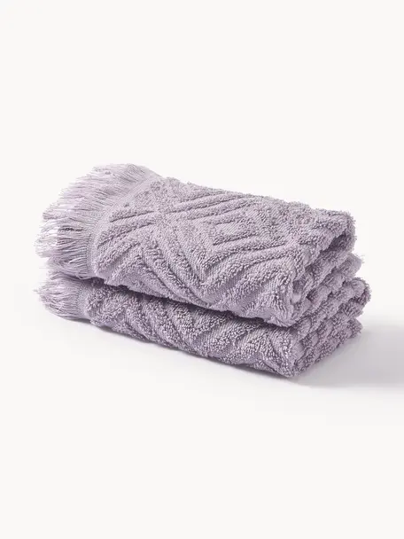 Handtuch Jacqui in verschiedenen Größen, mit Hoch-Tief-Muster, Lavendel, Handtuch, B 50 x L 100 cm, 2 Stück