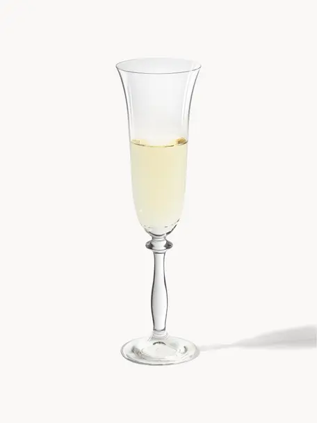 Copas flauta de champán Lacey, 4 uds., Vidrio de cristal, Transparente, Ø 8 x Al 20 cm, 195 ml