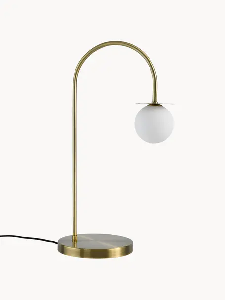 Lámpara de mesa Milo, Pantalla: vidrio, Estructura: metal recubierto, Cable: cubierto en tela, Dorado, An 20 x Al 55 cm