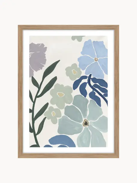 Ingelijste digitale print This Season 1, Lijst: eikenhout, Gebroken wit, blauwtinten, groen, lavendel, B 30 x H 40 cm