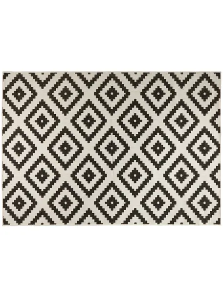 Obojstranný koberec (do interiéru/exteriéru) Malta, Čierna, krémová, D 150 x Š 80 cm